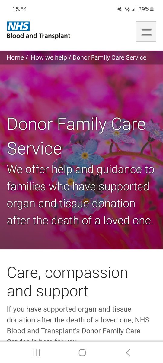 Really pleased to announce that our new website to provide organ and tissue donor families with information and support is now live. Huge thanks to all the donor families that have worked with us to  develop what we hope will be an invaluable resource nhsbt.nhs.uk/donorfamilycar…
