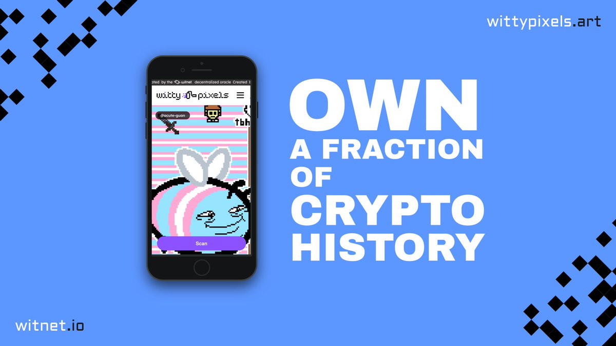 witnet_io's tweet photo. What are we gonna paint at #ETHDenver?🤔🎨
Own a fraction of history on #Ethereum FOREVER!
#WittyPixels is the largest collaborative NFT creation EVER!👀
Powered by the @witnet_io oracle.
#WhatWillWeCreate @EthereumDenver https://t.co/OCXHdydvvu