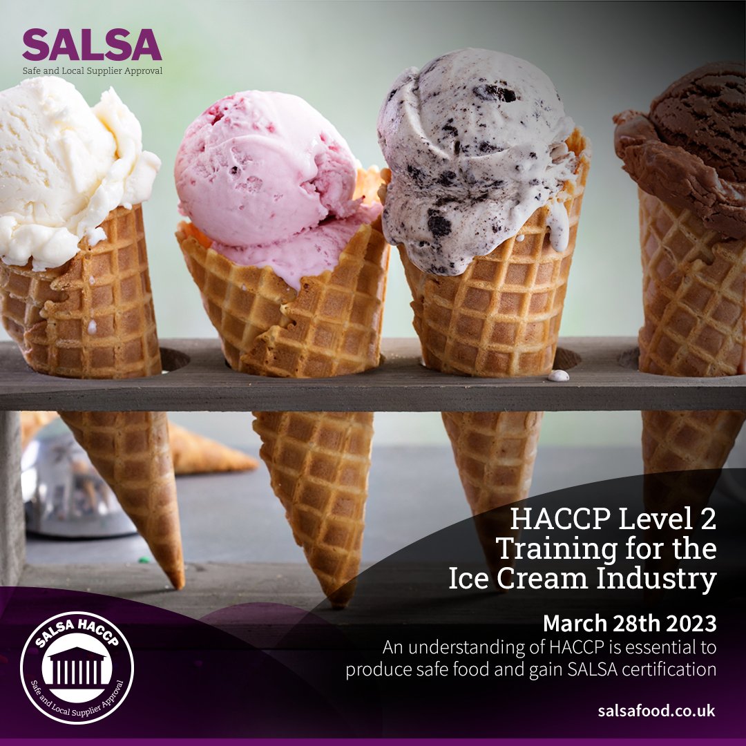 Hurry! 

Time is running short, don't miss this opportunity! 

Working with SALSA Food, we are excited to offer a bespoke HACCP Level 2 course for the Ice Cream Industry. 

Taking place on the 28th of March, places are limited so book your place now at buff.ly/3pgMtpY