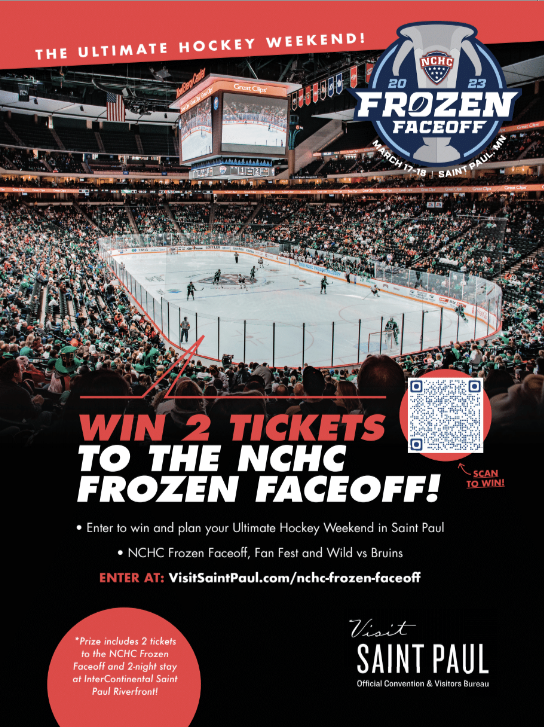 🚨 Giveaway Alert 🚨 

Win the Ultimate Hockey Weekend in Saint Paul! 🏒

Includes 2 tickets to <a href="/TheNCHC/">The NCHC</a> 2023 Frozen Faceoff and 2 nights at <a href="/StPRiverfront/">InterContinental StP</a>

#NCHCFan #NCHChockey #FrozenFaceoff #Giveaway 

To Enter ➡️ bit.ly/3ZaZLEN
