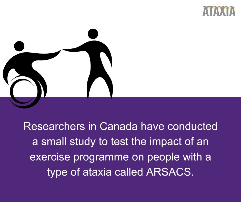 AtaxiaUK's tweet photo. Researchers in Canada have conducted a small study to test the impact of an exercise programme on people with a type of ataxia called ARSACS. Read more here: https://t.co/kFCWu6LdXC

#Ataxia #AtaxiaAwareness #Research #Study #Canada #ARSACS https://t.co/E2Gm5sAf8x