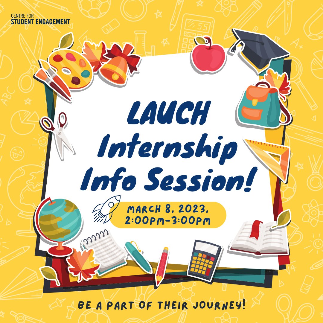 utm_engage's tweet image. Interested in being a LAUNCH Leader?🚀 This session will give an overview of the LAUNCH Leader Internship role, outline the application and selection process and allow prospective applicants to ask any questions. Click the link to register! utoronto.zoom.us/meeting/regist…