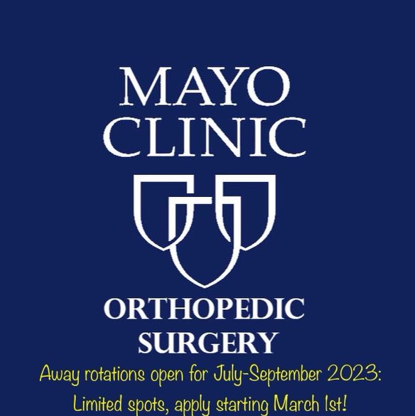 Applications are open for visiting medical students (July-Sept). Away rotations are not only a great way for programs to get to know you, but especially for you to truly get to know the program, culture, and personal fit. We’d love for you to see what @mayoorthores has to offer!