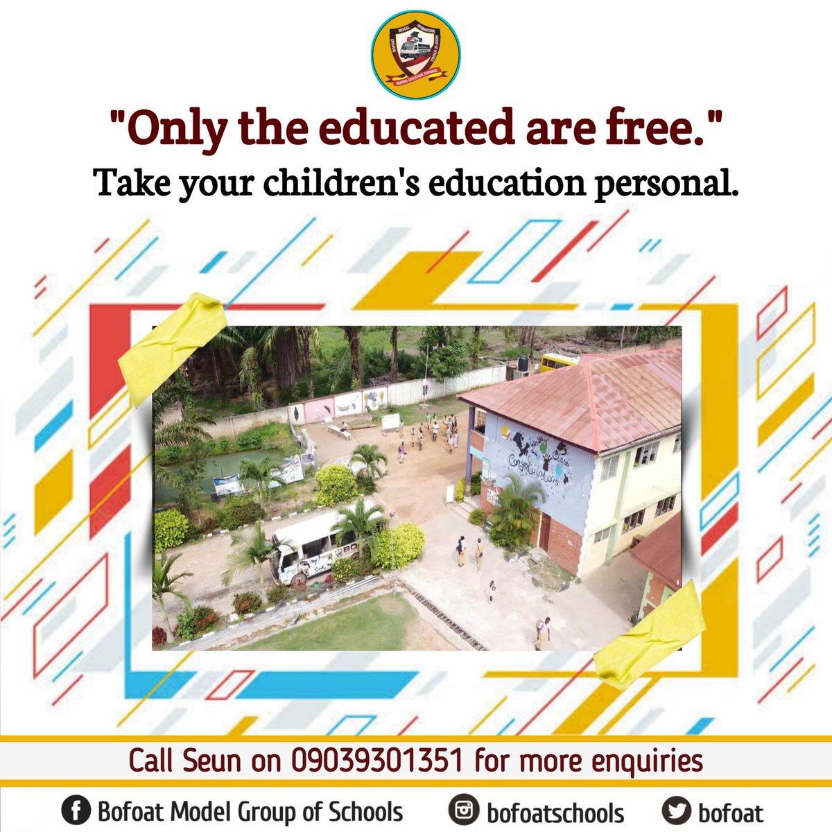 When quality education is all you want,you know where to turn to.

BOFOAT welcomes you!

#bofoat   #admissionsopen2023_24  #educationinnigeria   #scholarship  #ondostate   #ondo  #ondotrends   #qualityeducation   #internationalschool