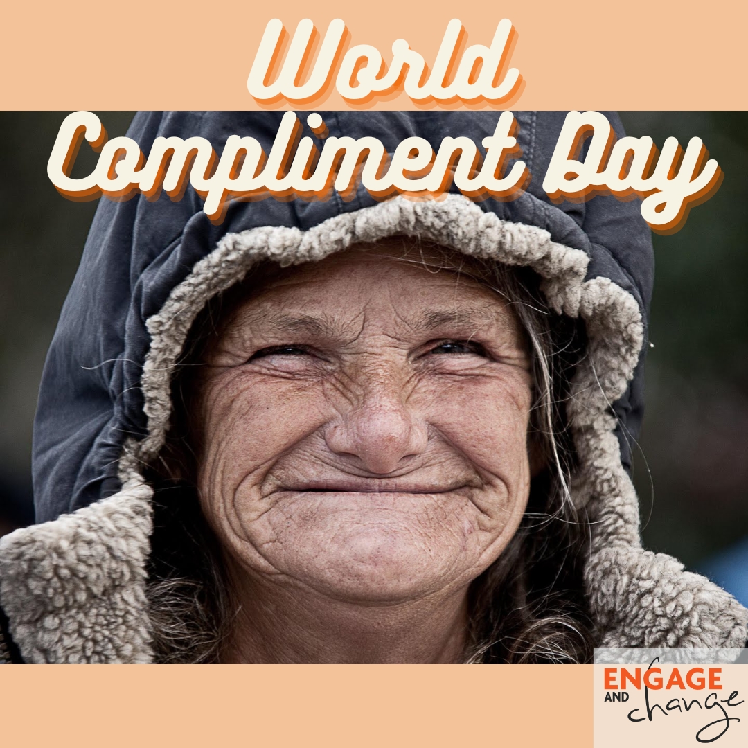 EngageAndChange's tweet photo. The people experiencing homelessness are often viewed in a negative light &amp; ignored. If you see someone down today on your way to work or the grocery store, give them a smile or a compliment!
#nationalcomplimentday #bekind #complimentastranger #EngageandChange https://t.co/mdLLxRBPeu