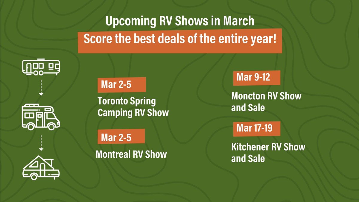 Let’s GO! RV Shows 2023 in March

Link: gorving.ca/rv-shows/ 

#GoRVingCanada #RVLife #RVLifestyle #RVLiving #RVShow