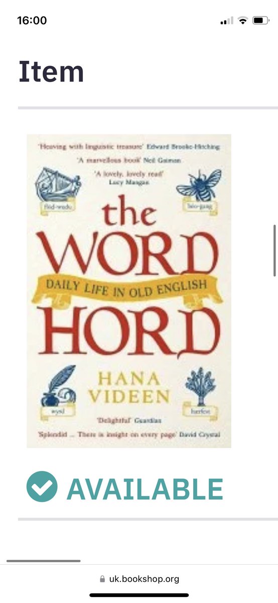 Sarah Maryon (@sarahfayarchaeo) on Twitter photo Just grabbed The Word Hord by <a href="/hanavideen/">Hana Videen</a> from Book Bodega, via bookshop.org. Great place to buy a book if you want to support an independent book shop :) Just grabbed The Word Hord by <a href="/hanavideen/">Hana Videen</a> from Book Bodega, via bookshop.org. Great place to buy a book if you want to support an independent book shop :)