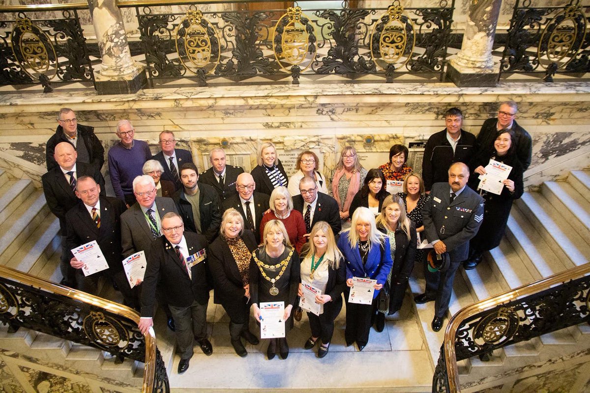 AFVBC_Stockport's tweet photo. Stockport Council’s official photograph of the launch event for Armed Forces Day 2023 https://t.co/s12d0rHobh