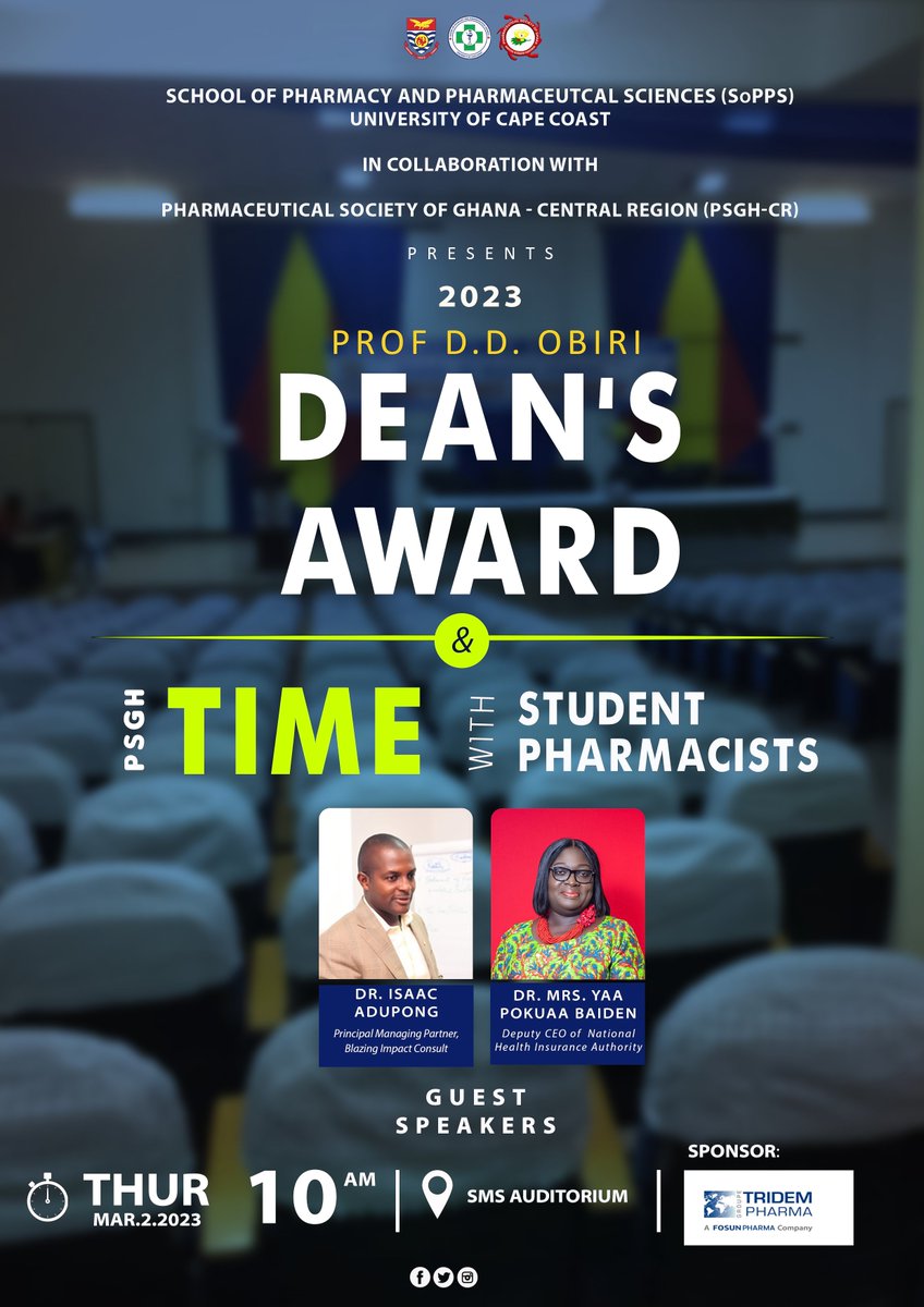 sopps_ucc's tweet image. Happening LIVE tomorrow 02/03/23 at SMS Auditorium. Watchout for the overall best student, best students (male &amp;amp; female) and most improved. 
#sopps
#psgh
#ucc@60
#awardseason