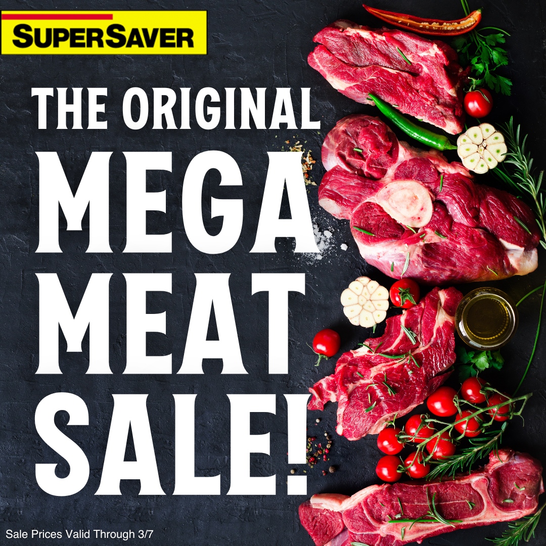 SuperSaverFoods's tweet image. It's time for our MEGA MEAT SALE, going on now through Tuesday, March 7! Purchase whole primal cuts of beef and pork and save money by being your own butcher!

View our weekly ad for more details on how you can save during our Mega Meat Sale! www2.super-saver.com/WeeklyAd/

#LocalGro...