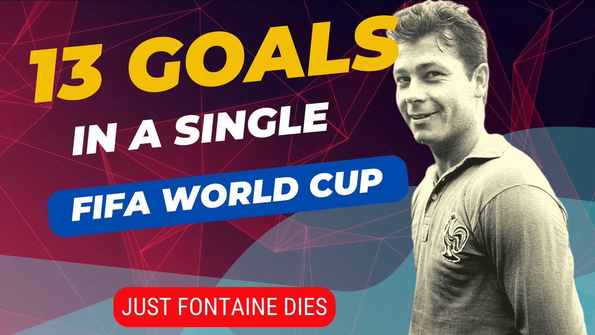khelupdates's tweet photo. https://t.co/WMMdN7RL4j

Just Fontaine, who holds the record for the most goals scored at a single World Cup, has died at the age of 89.

Fontaine scored 13 goals in just 6 matches for France at 1958 World Cup.

#france #football #rip #fontaine #paris #fifa #1958 #legend https://t.co/QByBW0yZvD