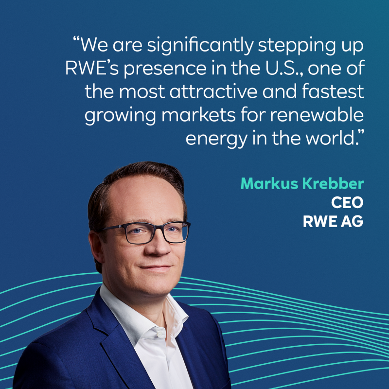RWE_AG's tweet photo. RWE has successfully closed the acquisition of Con Edison Clean Energy Businesses to become a top-tier renewables company in the US, backed up by a strong development pipeline. Mark Noyes is CEO of the newly created company RWE Clean Energy.