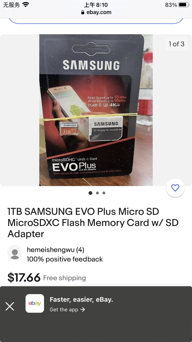 Nobody197575's tweet photo. 请问老铁们，这个能是真的吗？不是假空间fake capacity? 这也太便宜了吧？我订了一个，大支发货，包退，看害谁？ https://t.co/yRwDu9s3bx