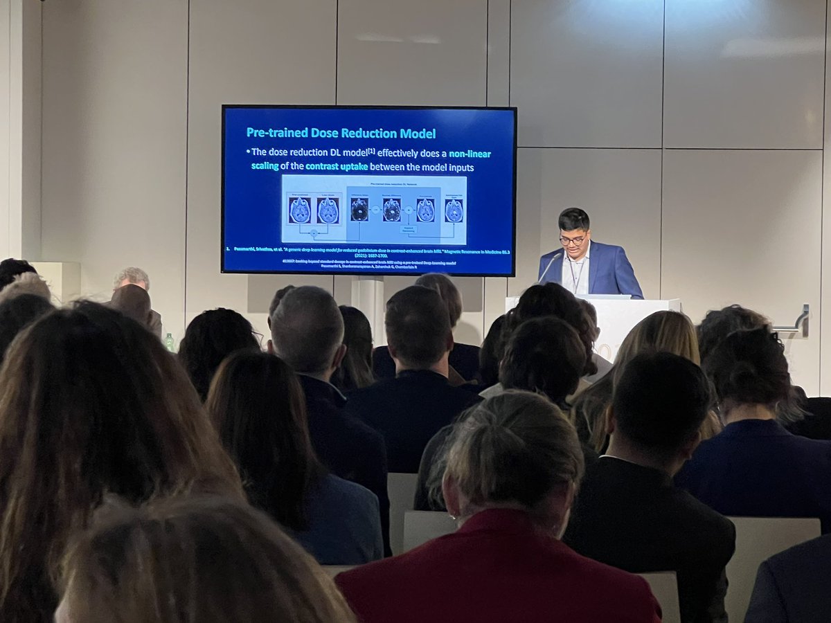 Great job to our Deep Learning Scientist <a href="/pv_srivathsa/">Srivathsa PV</a> packing the room to hear about his impressive work on &lt;10% low dose contrast-enhanced brain MRI at #ECR23. #subtlegad <a href="/myESR/">myesr</a> #gadolinium #safer
