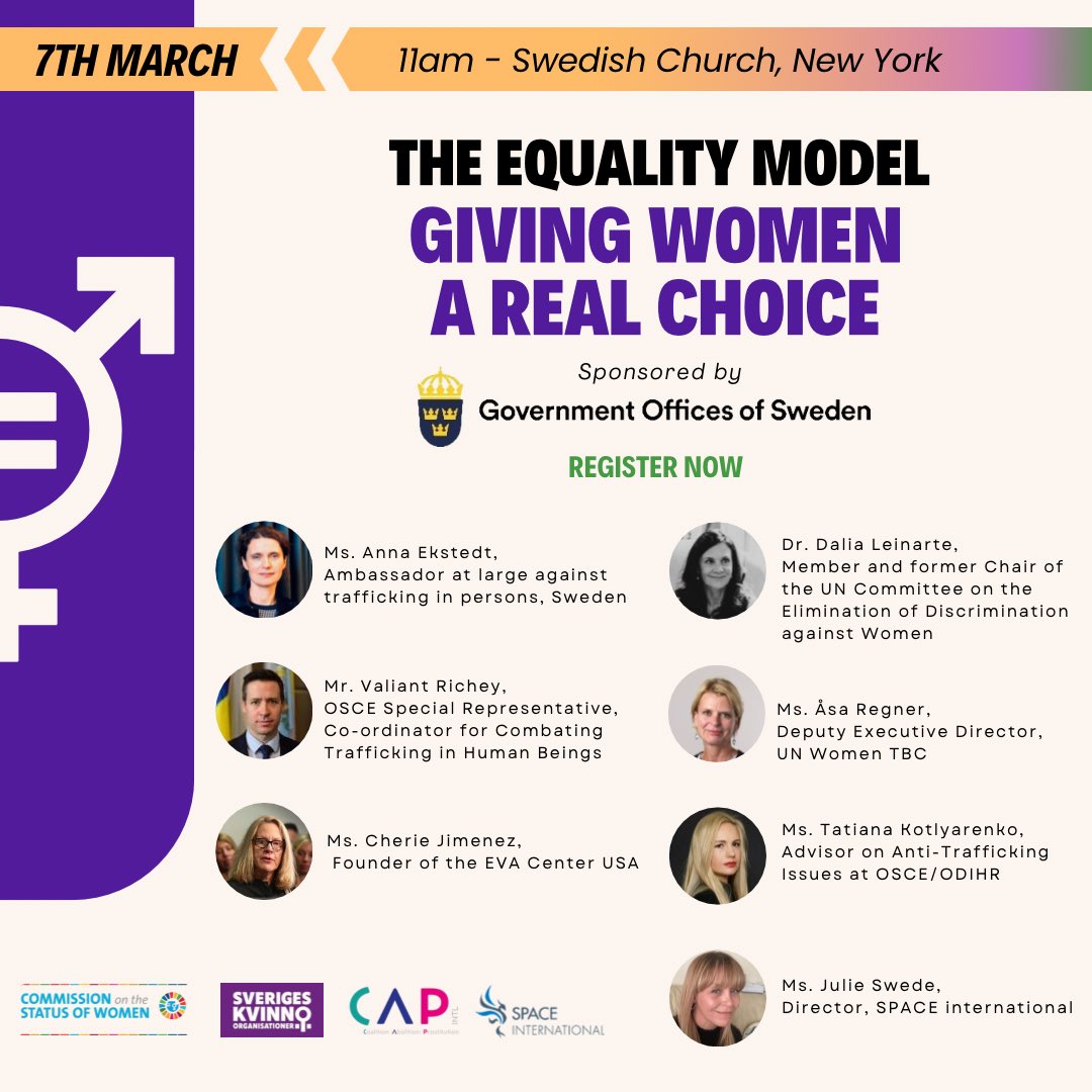 🗓️SAVE THE DATE for our event « The Equality Model: Giving Women a Real Choice » for the CSW #csw67 in NYC, on the 7th of March. Co-organised with our friends <a href="/EuropeanWomen/">European Women's Lobby</a> , <a href="/SPACEintl/">SPACE International</a>, and with the support of the government of Sweden.

➡️ REGISTER here
forms.gle/ZyAW7zkmiU3kh5…
