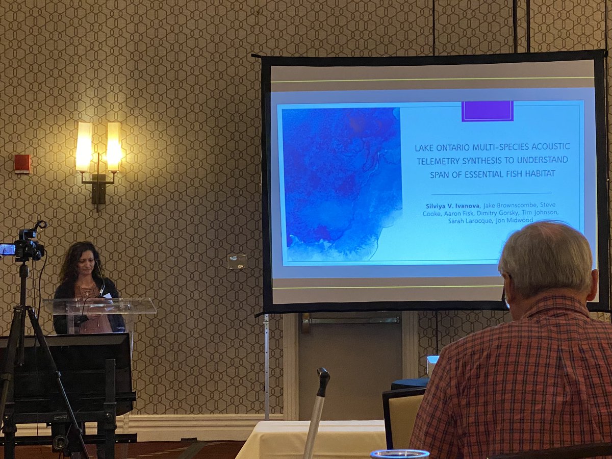 fisk_lab's tweet photo. @SilviyaVIvanova presenting her research on Lake Ontario multi-species acoustic telemetry synthesis  at #glatos2023 https://t.co/eQukAj4LqN
