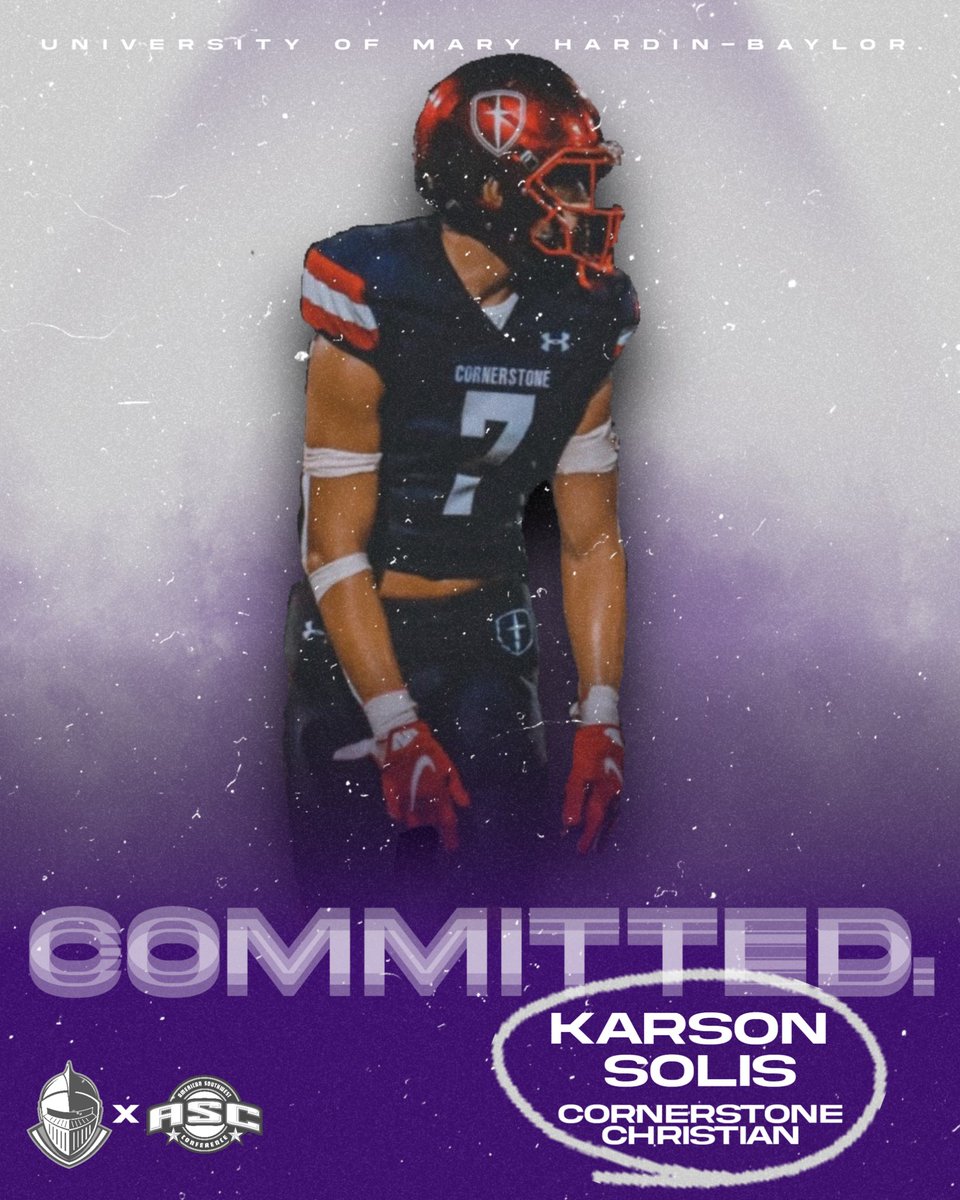 SolisKarson's tweet image. Blessed to say i am committed to UMHB to further my athletic and academic career!💜Lets rideeeeeeeeeee!!!!  #gocru #CrusaderNation @CoachSixSix @CoachHuschka @CoachJohnsonFB @CruFootball