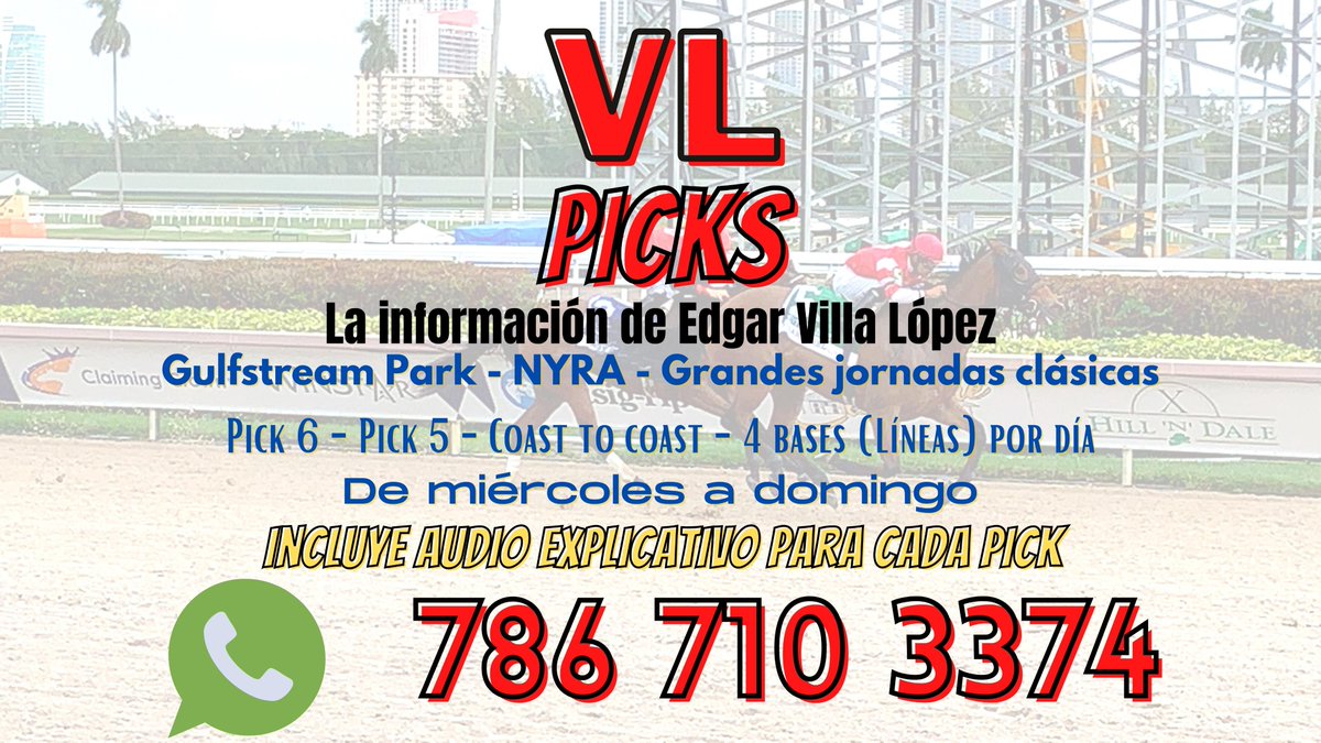 Aquí tienes una excelente opción para estar bien informado en #GulfstreamPark, #Aqueduct y el Coast to coast.
Comunícate ahora mismo vía WhatsApp.
+1 786 710 3374
Y el sábado te esperamos a las 11 a.m. ET en STARTING GATE con <a href="/josefriverap/">José F. Rivera</a> <a href="/EdgarVillaLope1/">Edgar Villa Lopez</a> y <a href="/Mannysanz_53/">Manny Sanz</a>