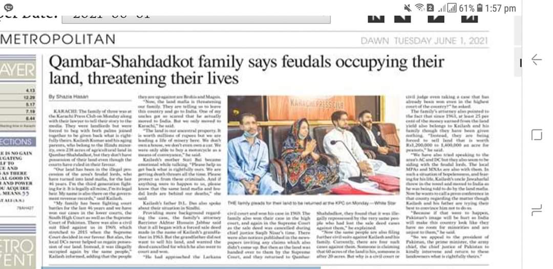 FaqirShiva's tweet photo. A Hindu Man Kelash Kumar's family land was illegally dispossessed in 1963. Supreme Court finally decided in Kelash Kumar's family's favour in 2015 and they received the possession back in 2019 after 56 years. It was dispossessed again after they went home! 
#SaveMinorites https://t.co/VPoxHm0TYG