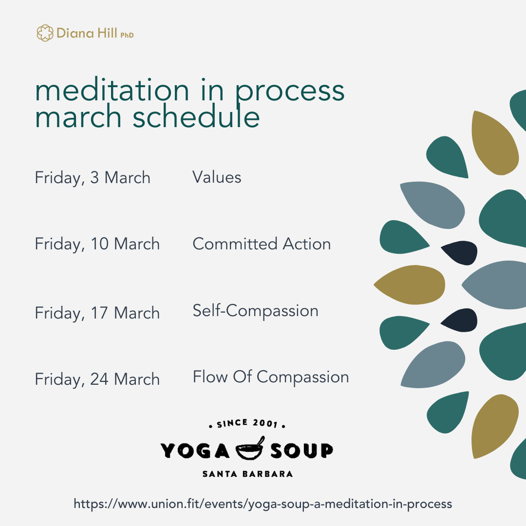 DrDianaHill's tweet photo. Every week I give a little talk about a #process from psychology followed by a meditation on that process. We are a sweet #sangha and growing. I hope you can join me on line or in studio.
This Friday at 8amPT we will explore #values
#meditation #processbasedtherapy #compassion https://t.co/c7S48oQdit
