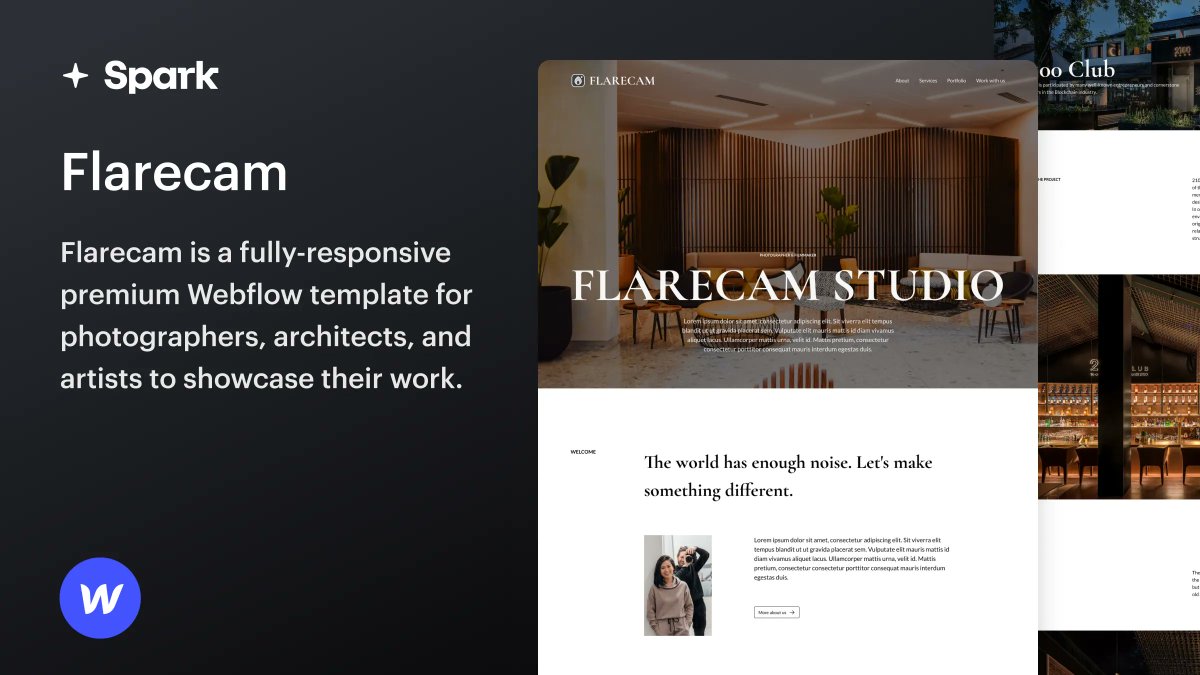SparkDotDesign's tweet photo. Flarecam is a fully-responsive premium Webflow CMS Photography project template that's built to help photographers, architects, and designers showcase their work with beautiful imagery. Buy now https://t.co/RufgC9wOHg 

#webflow #template #photography #architecture https://t.co/otSHz9Hr9i