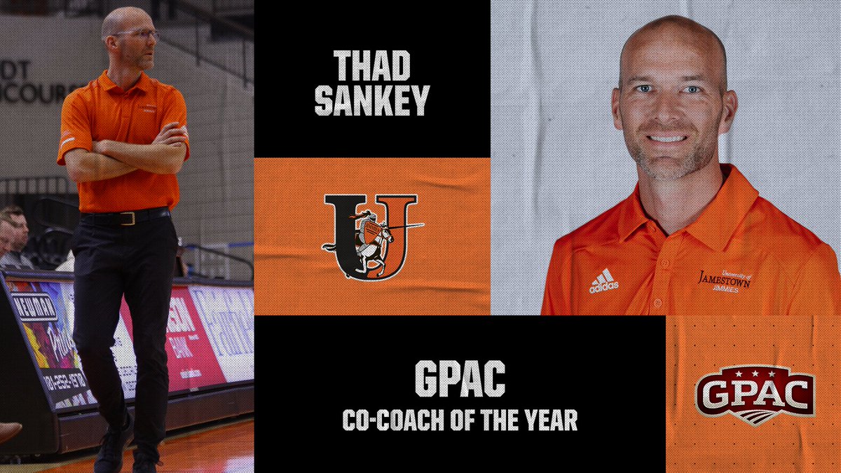 Congratulations to Thad Sankey of <a href="/jimmie_wbb/">Jamestown Women’s Basketball</a> on being named GPAC Co-Coach of the Year! #GoJimmies #JimmiePride