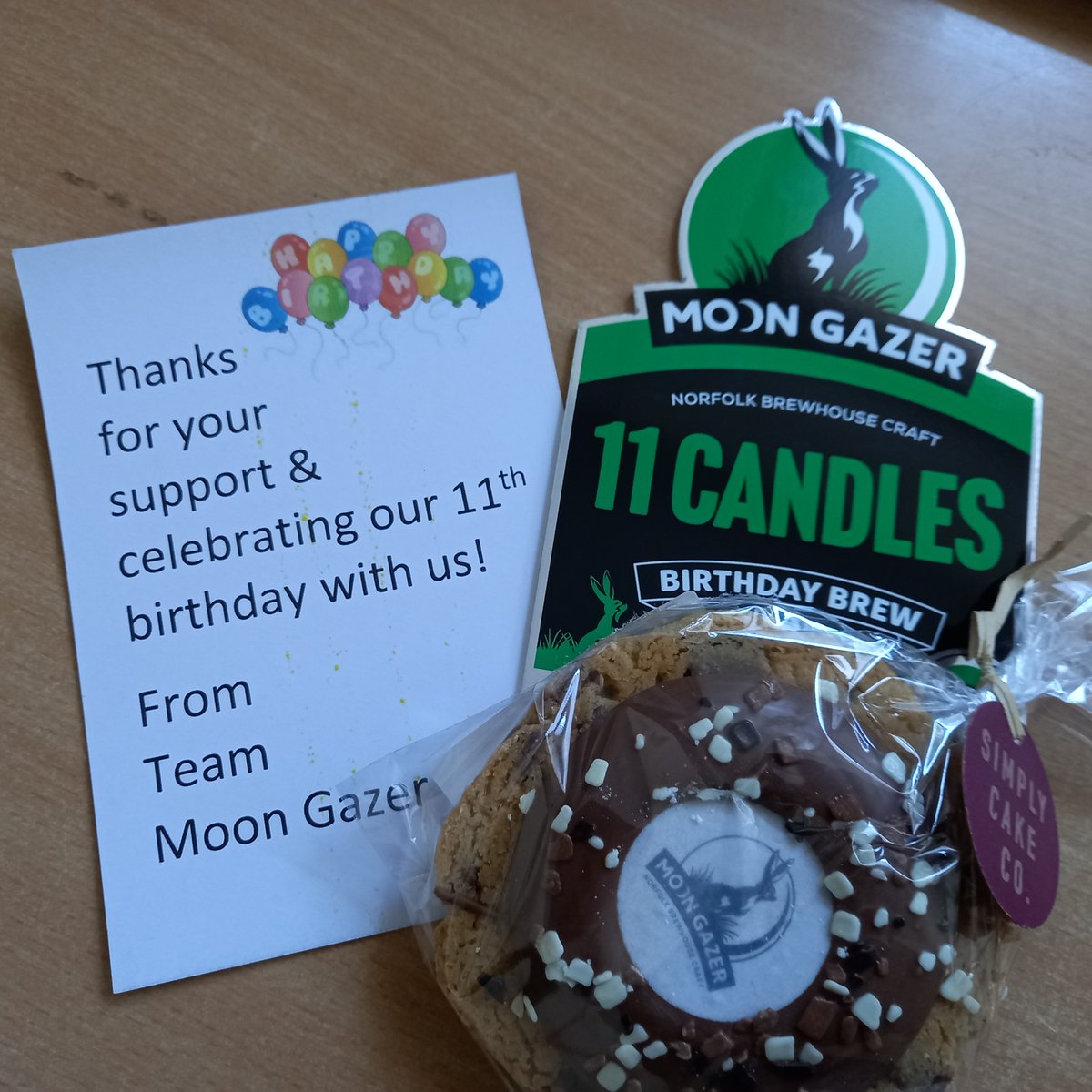 Our #birthdaybeer is heading out to pubs with a special tasty thank you from team #moongazer , hand made by #simplycakeco . Enjoy and thank you for your support, we really do appreciate it.