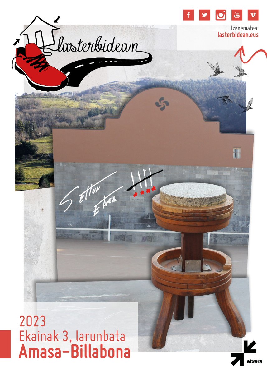 Hemen duzue #lasterbidean2023 edizioko kartela.
Ekainak 3, Amasa-Billabona.
Laster batean izen ematearen inguruko informazioa publikatuko dugu.
Bagoaz bidea eginaz. #Etxera bidea!