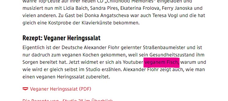 ChristophFreina's tweet image. "Veganer Fisch" – wird der fleischlos aus was auch immer zusammengebastelt oder wie soll das gehen? #studio2 (ORF 1.3.2023)