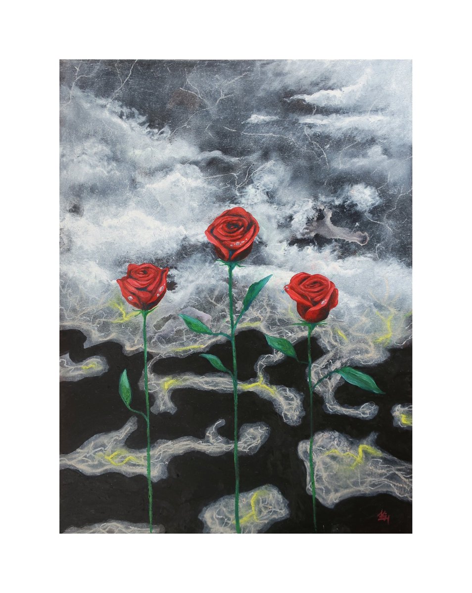 "Sturm und Rosen"

37 × 48 cm
Öl und Ölpastellkreide auf Papier

#kunst #art #modernsurrealism #modernart #ölgemälde #oilpainting #painting #roses #storm #clouds