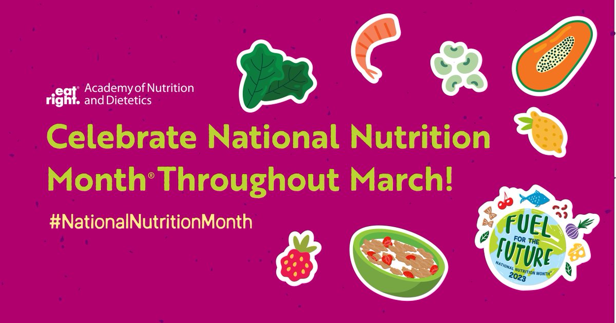 March is #NationalNutritionMonth! To celebrate and get involved, check out this toolkit full of resources, including tip sheets, activity handouts, and more: sm.eatright.org/NNMresources 

Follow - @eatright @CDC_DNPAO @Nutrition_gov @USDA_NIFA @FoodNutriMag @kidseatright