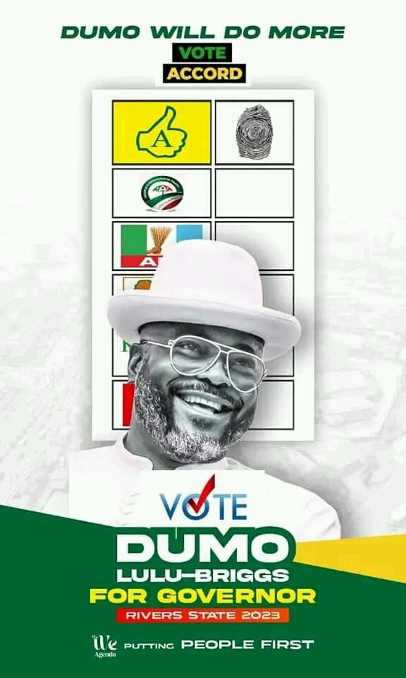 Accord Party is the first party on the ballot, Vote Dumo Lulu-Briggs as the next Governor of Rivers State. #DumoWillDoMore #DLB2023