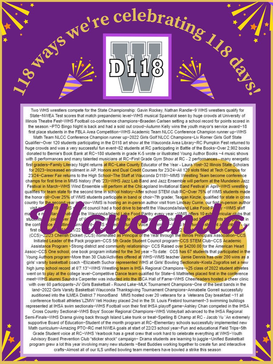 Happy 118th school day, @WaucondaCUSD118 🎉

#d118life