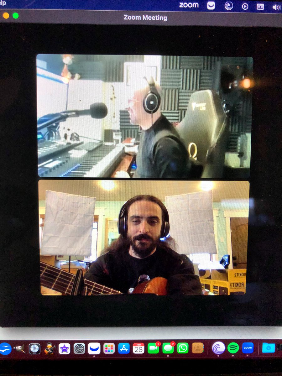 AOTB_band's tweet image. Yesterday’s writing session was a success!

JD and Chris Zoomed &amp;amp; worked through the orchestration for two more songs. We’re absolutely STOKED to share these new renditions!
🤘🔥🤘

#writingsession #writingsessions #recordingstudio #recordingsessions #metalband #metalmusicians