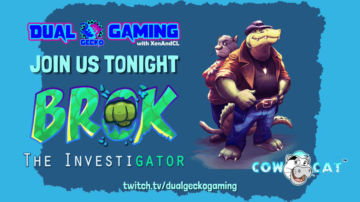 Tonight at 8pm AST join <a href="/dualgeckogaming/">Dual Gecko Gaming 🦎 #GuildedPartner</a> as they play #BroktheInvestigator from  <a href="/COWCATGames/">BROK THE INVESTIGATOR 🐊</a> They were kind enough to send us a copy to review for our community. 
Twitch.tv/dualgeckogaming
#Ad