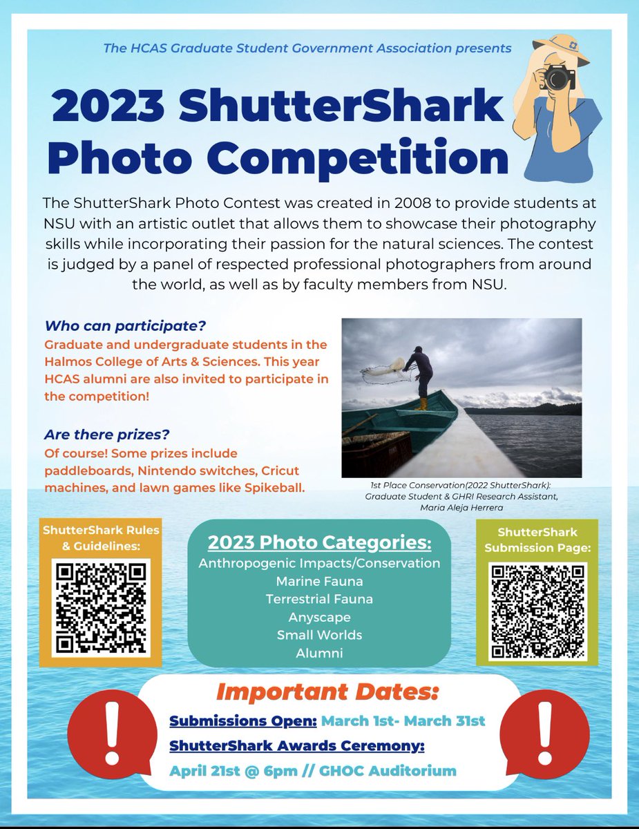 The 2023 ShutterShark photo competition is open for submissions!📸🦈

This year we worked with the HCAS Graduate SGA to introduce a new Alumni category. We hope our alumni will participate by submitting photos in any of the 5 categories🏆