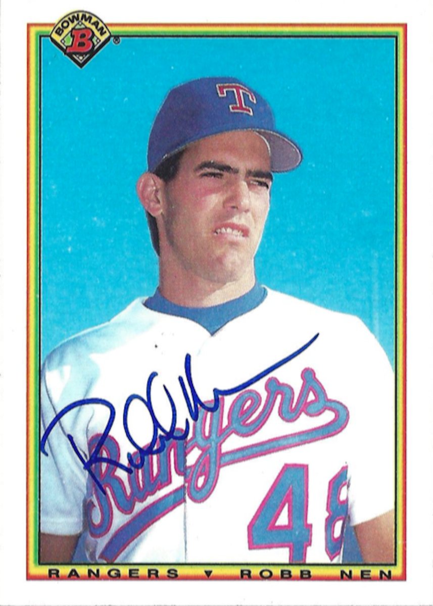 RangersAutos's tweet photo. (142) 1990 #Bowman: Robb Nen

#Texas #Rangers #TexasRangers #auto #autograph #baseball #baseballcards #RobbNen @rangers https://t.co/2E5DLPdeWa