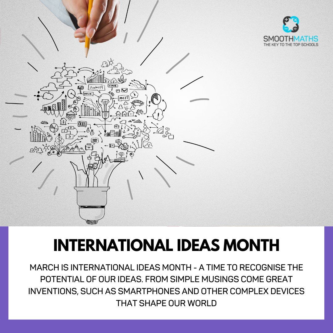 smoothmaths's tweet image. March is International Ideas Month - a time to recognise the potential of our ideas. 

#InternationalIdeasMonth #mathsucks #mathsnotes #boardingschools #gcsemathsrevision #mathlovers #secondarymath #schoolwork #mathsclasses #gcsemaths #13plus
