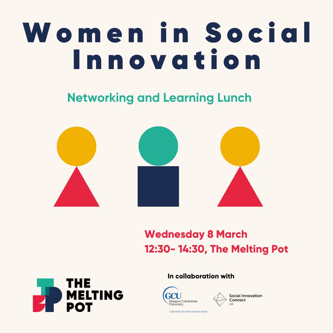 ♀️ On #InternationalWomensDay we're talking about those who make a difference through #socialinnovation.

📢 Join us on Wed 8 March to meet the work of some unstoppable people and their organisations, in an informal networking lunch at 
<a href="/TheMeltingPotEd/">The Melting Pot</a>

🎟️eventbrite.co.uk/e/women-in-soc…