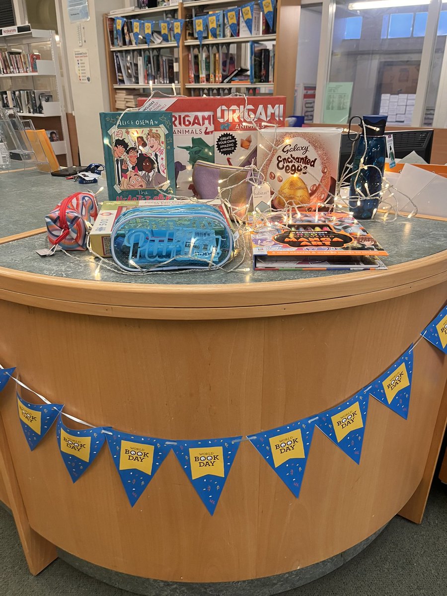 WVA_English's tweet photo. Pop into the library tomorrow to celebrate #WorldBookDay2023 with us! 🥳 There’s a raffle to enter and lots of free books will be given to students 🤓🙌🏽 Shoutout to our wonderful librarian for organising the activities &amp; the beautiful displays in the library @NitaPatel55 🫶🏽📖 📚 https://t.co/LsscEZsCwV