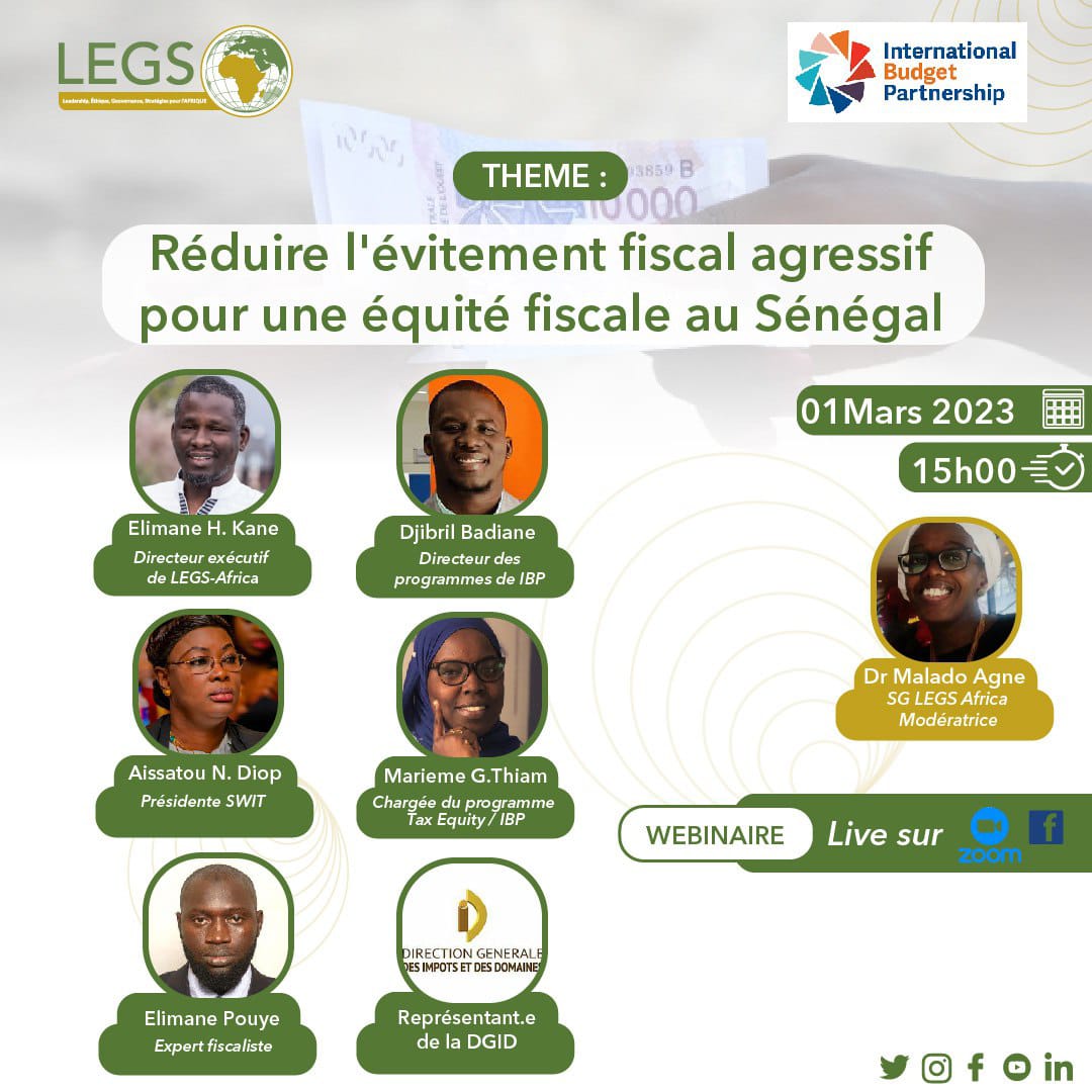 Legs_Africa's tweet photo. 🚨En Direct du webinaire de Lancement de l'initiative pour l'équité fiscale au Sénégal. 

https://t.co/V20dtLQLQY

#RedevabiliteActive #Transparence #Tax #equity https://t.co/UtJT54E6mT