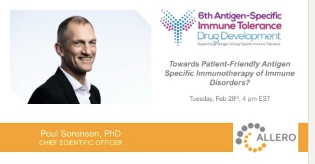 thepou1's tweet photo. Yesterday I had the pleasure of presenting Allero's next generation SOMIT technology for immune tolerance induction at the 6th Antigen-Specific Immune Tolerance Drug Development Summit in Boston
#Immunotherapy #immunetolerance #autoimmune #allergies #ADA #Allero #SOMIT https://t.co/c6TdndjwlG