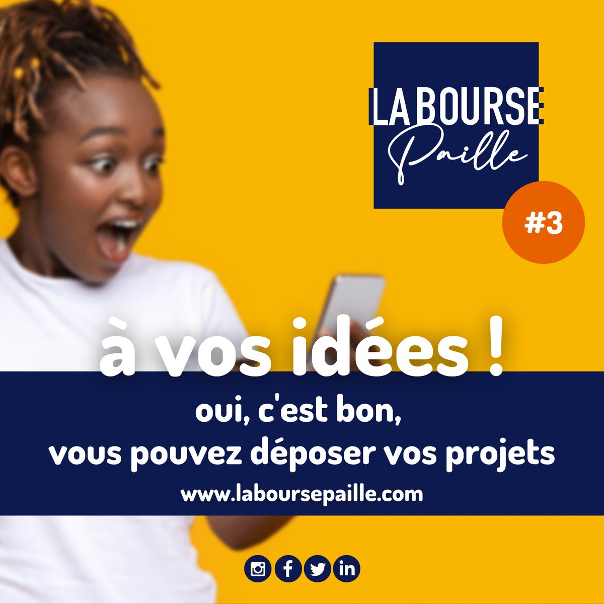 LaBoursePaille's tweet photo. C'est le moment de déposer ton idée sur notre site internet https://t.co/WoO7rvw5Nc
Vérifies les conditions de participation et soit sûr d'être disponible pour participer au  Bootcamp si tu es sélectionné.
Fin des inscriptions le 31 Mars 2023 ! Pa domi. Batjé 💡#laboursepaille https://t.co/DcjrTX6nzb