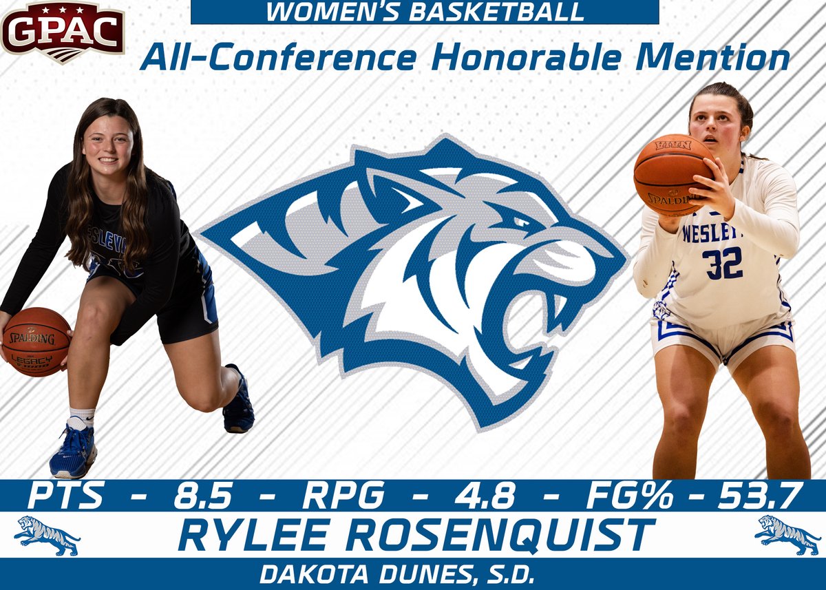 DWU Athletics (@dwusports) on Twitter photo The fourth of five Tiger Women's Basketball All-Conference players is, All-Conference Honorable Mention, Freshman Guard, Rylee Rosenquist. Rosenquist has averaged 12.3 points per game in the last 15 games and is sixth in the GPAC with a 53.7 field goal percentage. <a href="/DWUWBB/">𝐃𝐚𝐤𝐨𝐭𝐚 𝐖𝐞𝐬𝐥𝐞𝐲𝐚𝐧 𝐖𝐁𝐁</a> The fourth of five Tiger Women's Basketball All-Conference players is, All-Conference Honorable Mention, Freshman Guard, Rylee Rosenquist. Rosenquist has averaged 12.3 points per game in the last 15 games and is sixth in the GPAC with a 53.7 field goal percentage. <a href="/DWUWBB/">𝐃𝐚𝐤𝐨𝐭𝐚 𝐖𝐞𝐬𝐥𝐞𝐲𝐚𝐧 𝐖𝐁𝐁</a>