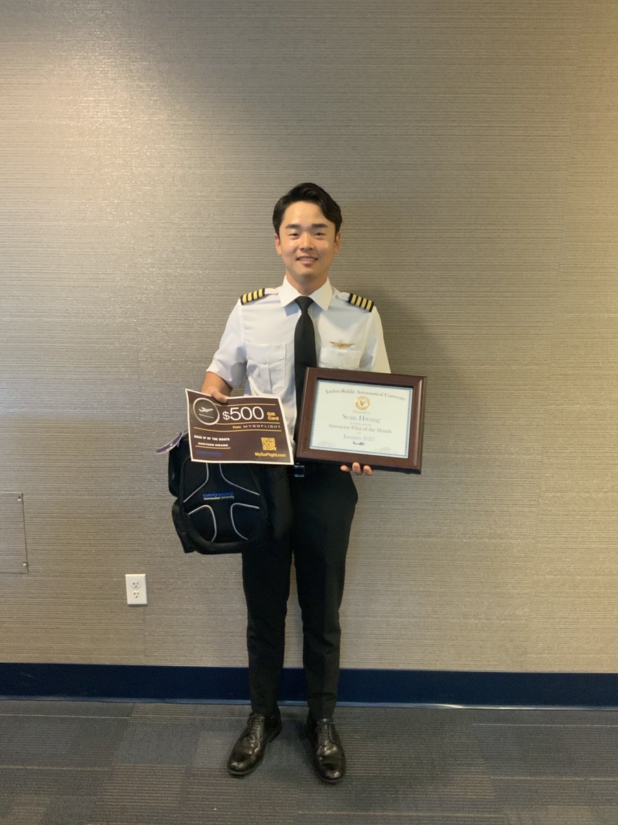 Congratulation to Sean Hwang on being named the January @MyGoFlight Instructor Pilot of the Month! #GoERAU