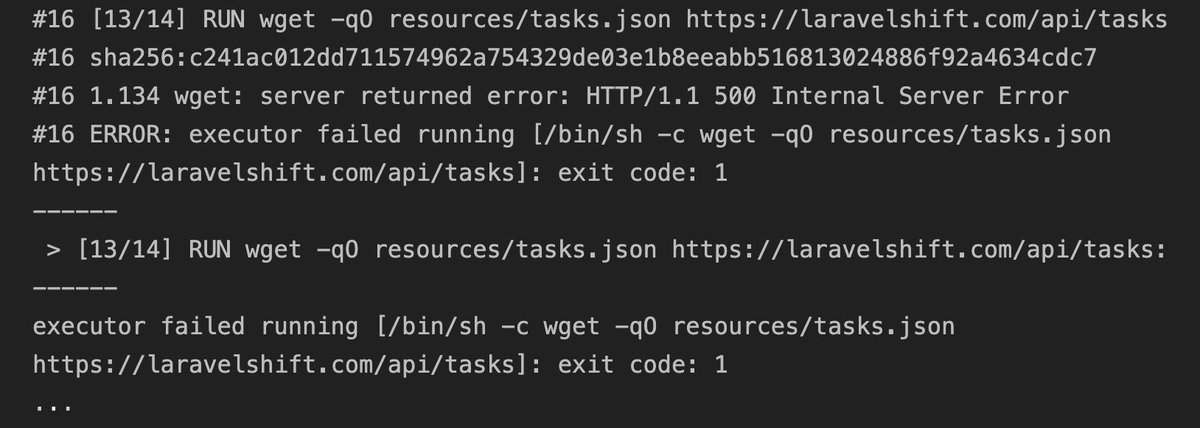 stevesweets's tweet photo. @laravelshift getting a 500 back from api both for workbench and docker. A known issue? https://t.co/IsTfc3Jb8q