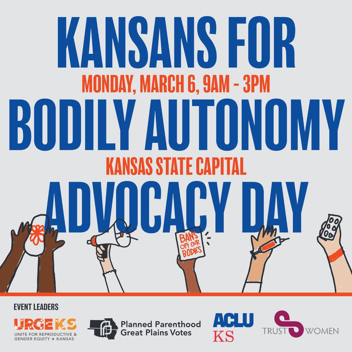 aclukansas's tweet photo. Kansans spoke up for bodily autonomy on August 2nd, but that right is once again being threatened in our state.

Join us March 8 for Bodily Autonomy Day, when we're going to the capitol to tell lawmakers NO on proposed laws to restrict these rights. https://t.co/usMbtMCW54