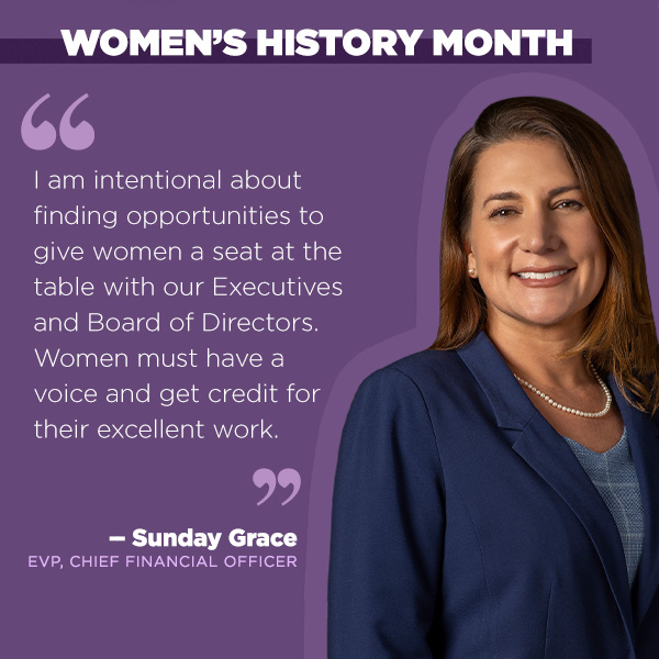 We’re kicking off #WomensHistoryMonth by highlighting Sunday who has helped shape the direction of our leadership and creates opportunities for other women. Let’s take Sunday’s lead and give credit to all the #ExtraordinaryWomen we work with.