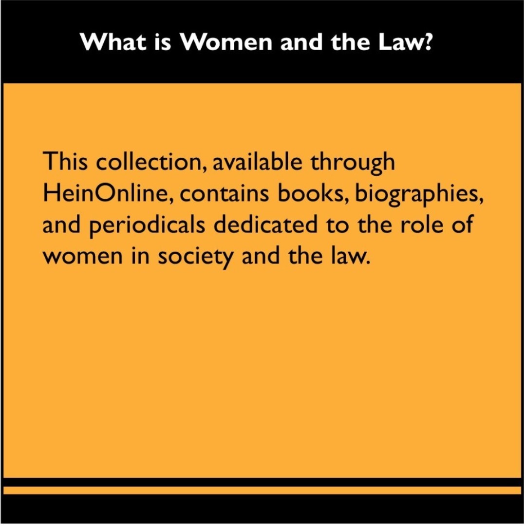 BurgerLibrary's tweet image. To celebrate the first day of Women&apos;s History Month, we are highlighting @HeinOnline&apos;s Women and the Law (Peggy) database!

Check out our blog for more information: ow.ly/NhmC50N6aQl
