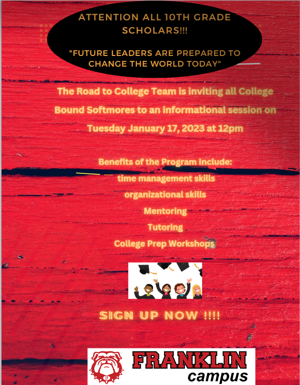 Our road to college program at Franklin has a been a great success for college bound 10th graders. Students are taking advantage of every opportunity and making strides towards higher education.